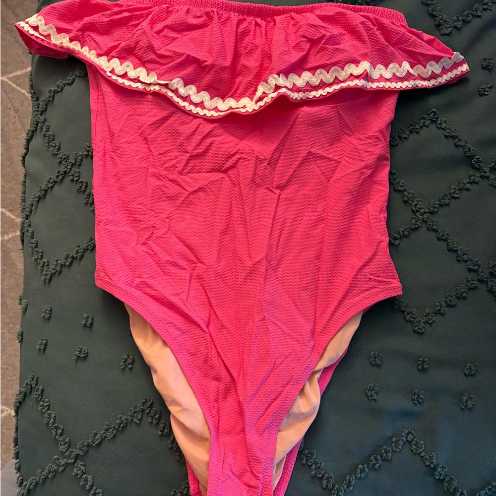 JCREW Pink Ruffled One-Piece Swimsuit